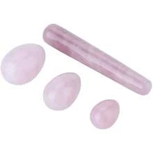 4Pcs Healing Yoga Exercise Eggs, Egg Massage Stick Set, Obsidian Gemstone/Rose Quartz, For Female Vaginal Muscle Tight Kegel Exercise, Yoni Muscles Massage Exercise Eggs For Train Pelvic - one-size - View 1