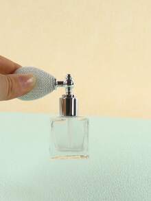 1 pieza Botella de vidrio cuadrada vintage transparente con atomizador, envase cosmético recargable y portátil de tamaño de viaje con atomizador de bulbo + 1 embudo de llenado gratis, rociador de niebla fina para polvo de fijación de maquillaje, polvo suelto, polvo corporal para uso diario de viaje - Multicolor - Ver 7