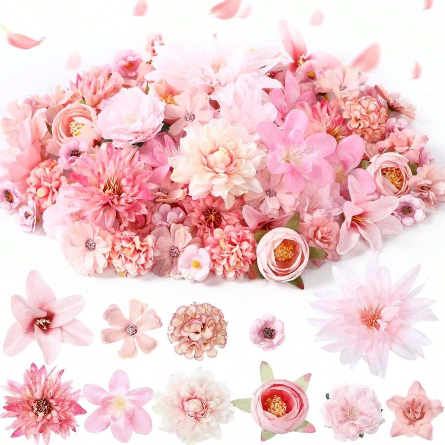 20pcs Mixed Artificial Flower Heads, Mini Silk Fake Daisy Wholesale For DIY Craft, Imitation Peony Rose For Wedding Party Wreath Home Decor - Bulk Artificial Flowers - View 1