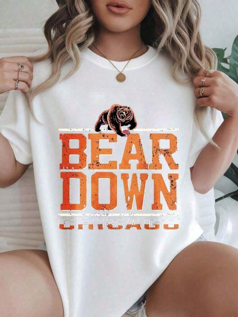 Premium Unisex Casual T-Shirts With Chicago Bear Print, Modern Casual T-Shirt For Women, Suitable For All Seasons
Unisex Black Cotton T-Shirt, Loose Fit, Comfortable, Urban Vintage Style. - 白色 - 查看 1