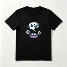 Camiseta Estampado Cara Sorpresa con Burbuja de Diálogo - Algodón Natural Mujer - Negro - Ver 1