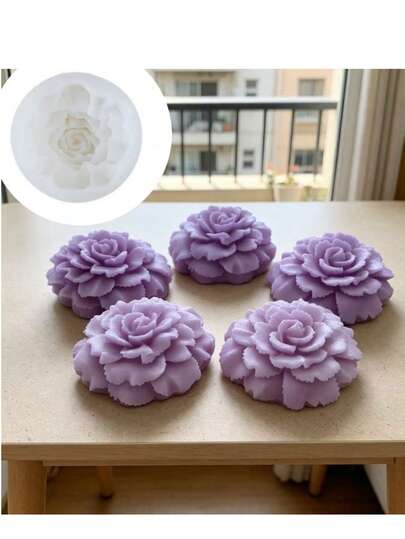 1个康乃馨香薰蜡烛硅胶模具 DIY花朵香薰石石膏扩香器家居装饰模具，适用于节日装饰
