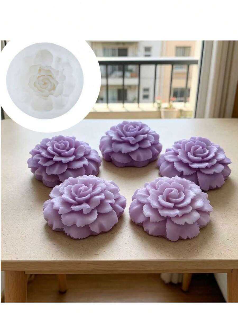1个康乃馨香薰蜡烛硅胶模具 DIY花朵香薰石石膏扩香器家居装饰模具，适用于节日装饰 - 白色 - 查看 1