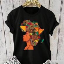 N9000130 Popular Camiseta Estampada de Cuello Redondo, Ropa de Mujer de Manga Corta Estilo Europeo y Americano - Blanco - Ver 3