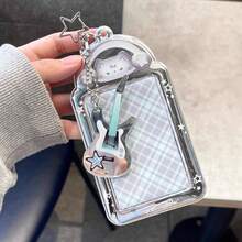 1 Set Cute Rock Cat Card Holder PVC Idol 3-Inch Card Holder Storage Protection Card Frame Pendant - A - View 3