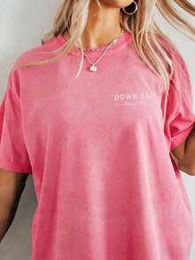 Women's Round Neck Shirt With Sporty Print - Casual Round Neck Blouse - Lightweight T-Shirt Suitable For All Seasons, Women's Cotton Beach Top - 風格二 - 查看 2