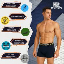 Kit Cuecas Boxer Kyron Preta ou Colorida Microfibra com Forro 100% Algodão - Multicolorido - Visão 9