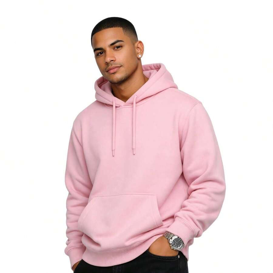 Relaxed Kangaroo Hoodie Sweatshirt, Soft And Warm - Pink - View 1