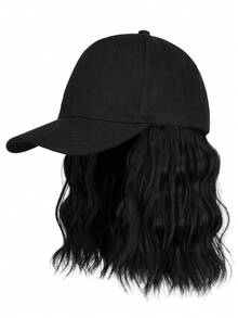 Peluca sintética de una pieza de 8 pulgadas de color negro, peluca corta rizada de color marrón, gorro de peluca resistente al calor con tamaño ajustable, adecuado para uso diario - Negro - Ver 9