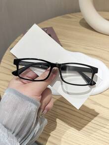 1件女款經典休閒長方形眼鏡框 黑色與茶色 聚碳酸酯框架 透明清澈 - 彩色 - 查看 4