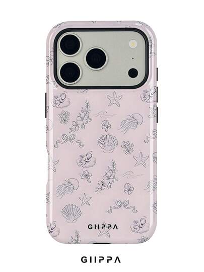GIIPPA 1 Piece Soft Pink Base With Fresh Ocean-Themed Design Phone 17 Pro Max Case, Compatible With IPhone 16 Pro Max, 15 Pro Max, 14 Pro Max, Korean Stylish And Interesting Phone Case, Fits 11/12/13/14/15/16 Pro Max Plus, Elegant Design Suitable For Both Men And Women, Ideal Gift For Girlfriend On Christmas, Valentine's Day, Easter, Wedding Season And Birthday