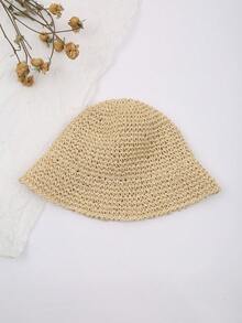 1 chiếc mũ rơm móc thủ công dành cho nữ, thích hợp cho đi biển, phong cách boho, mùa xuân và mùa thu. - A - Xem 2