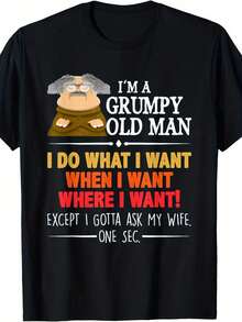 Camiseta Divertida "Soy un Viejo Gruñón, Hago lo que Quiero Cuando Quiero" con Gráfico de Viejo Gruñón - Camiseta Retro Suave Unisex de Corte Holgado, Manga Corta y Cuello Redondo, Regalo Humorístico para Esposo, Papá, Abuelo (para Hombres y Mujeres) - Negro - Ver 7