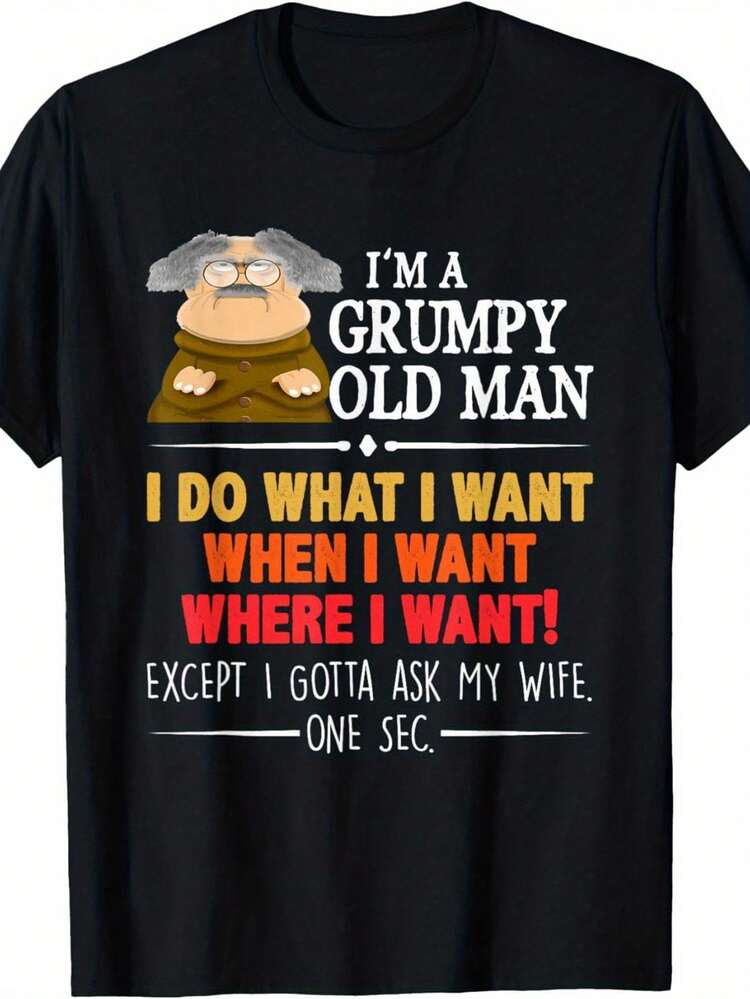 Funny T-Shirt "I'm A Grumpy Old Man, I Do What I Want When I Want" With Grumpy Old Man Graphic - Unisex Soft Retro Loose Fit Short Sleeve Crew Neck T-Shirt, Humorous Gift For Husband, Dad, Grandad (For Men And Women) - màu đen - Xem 7