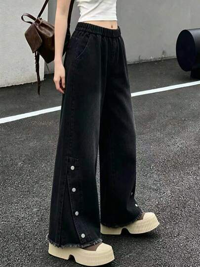 Quần jeans ống loe ôm dáng, nhuộm màu, thời trang thường ngày dành cho bé gái và thiếu nữ, phù hợp cho mọi mùa.