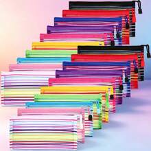 A6 Mesh Zipper Pencil Pouches, Multi-Purpose Travel Net Bags, Colorful Polyester Pencil Cases With Zipper For Cosmetics, Stationery, And Office Supplies,Back To School - Color - View 1