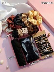 1085/1090/1045pcs/Set Warm Color Hair Accessory Set, Includes Satin Texture Scrunchies, Satin Hair Ties, Polka Dot Hair Ropes, Bow Hair Accessories, High Elasticity Rubber Band Set, Exquisite Small Hair Accessories With Rich Details - Suitable For Girls And Women, Meets Daily, Party And Other Occasion Needs, A Treasure Choice For Creating Sweet Style - Multicolor - View 16