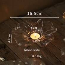 1 pieza Portavelas de vidrio de lujo, adecuado para uso en hoteles y decorativo, se puede usar para cenas a la luz de las velas en restaurantes, portavelas de decoración romántica, diseño de base sin portavelas, contiene vela de vidrio, se puede usar como decoración de mesa de meditación en la sala de té, también adecuado para decoración del hogar en el dormitorio, ayuda con el sueño - Flores - Ver 11