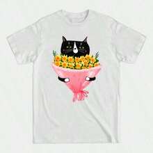 Solt Comienza El Dia Con Una Sonrisa Camiseta Unisex de Manga Corta de Algodón Puro con Estampado Gráfico para Hombres y Mujeres, Atuendo Casual de Verano graphic - Blanco 6 - Ver 7