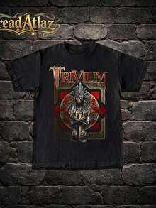 Camiseta para hombre de estilo metalero con el logotipo de la banda Trivium y un diseño de guerrero, perfecta como regalo de verano y otoño para amantes de la música y fans del rock. Una camiseta de manga corta adecuada para el hogar, uso diario, fiestas y viajes, ideal como regalo para amigos o familiares. - Negro - Ver 6