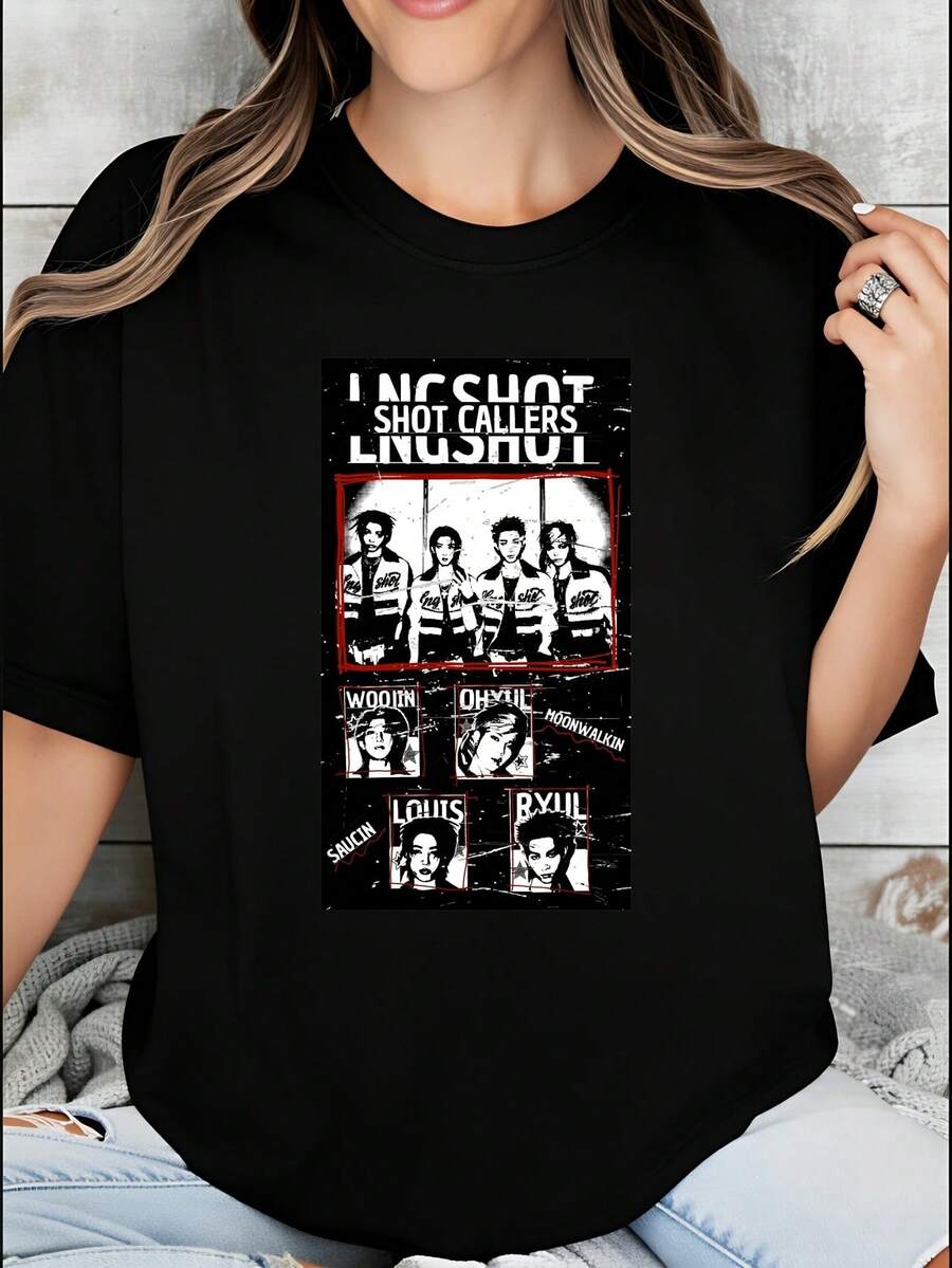 Una camiseta de manga corta para mujer, moderna, a la moda, retro, holgada, suave y cómoda, adecuada para actividades al aire libre en primavera y verano, camiseta de mujer con diseño casual, de manga larga, ideal para amantes de la música, también adecuada como regalo.blusas para mujer,blusas casuales para dama,tops,, mujer premium,y2k,playeras de mujer curvy,ofertas y liquidaciones ropa mujer,playeras deportivas para mujer,,playeras de hombre, mujer,blusas>elegante DJEA - Negro - Ver 1