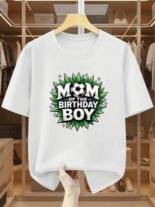 Camiseta de Talla Grande para Hombre 100% con Diseño Gráfico de Fútbol 'MOM OF THE BIRTHDAY BOY', Camiseta Casual de Manga Corta Cómoda para el Verano - Negro - Ver 6