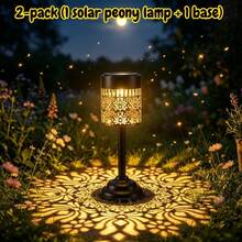 Bộ 2 món (1 đèn hoa mẫu đơn năng lượng mặt trời + 1 đế) Đèn LED năng lượng mặt trời ngoài trời | Đèn bàn hình hoa mẫu đơn, thích hợp cho sân hiên và vườn ngoài trời, IP65, chất liệu kim loại, chủ đề hoa, năng lượng mặt trời - Bộ 2 sản phẩm - 1 đèn hoa mẫu đơn năng lượng mặt trời + 1 đế - Xem 11