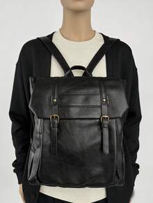 JIANSHANGGUSHI Women's Retro Fashion Backpack, With Multi-Pocket Decor Design, Versatile For Commuting - Black - View 7