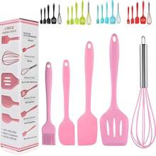 5pcs Silicone Spatula & Spoon Set, Silicone Cooking Utensils, Heat Resistant 600°F Non-Stick Silicone Spatulas & Spoons, Suitable For Cooking & Baking - Multicolor - View 1