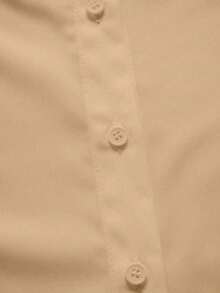 Camisa de mujer casual de manga larga a rayas con un solo abotonado - Champán - Ver 6