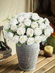 1/6pcs Artificial Rose Bouquet, 10 Realistic Artificial Flower Heads Centerpiece Decor, Perfect For Home Decoration, Wedding Bridal Bouquet, Bedroom, Living Room, Dining Table, Wall, Patio And Garden Decoration. - Multicolor - View 4