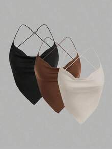 halter veraniego para mujer, sexy, de unicolor con drapeado y espalda descubierta - Multicolor 4 - Ver 1