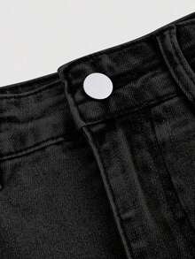 Minifalda casual cargo de mezclilla lavada para mujer - Negro 2 - Ver 4