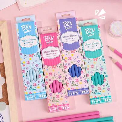 12/24pcs Set Of Aesthetic 2B Pencils, Soft Pastel Tone Wooden Writing Pencils, Suitable For Painting, Sketching, Note-Taking, Cute Stationery Office Supplies, Ideal For Learning, Daily Writing, Drawing, Creative Gifts, Home & Office Use