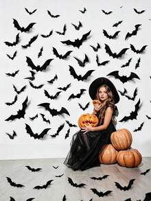 56/28/1pc Halloween Bat Decorations, 3D Black 3D Bat Wall Stickers, Bat Wall Decals, 3D Bat Halloween Decorative Stickers, Waterproof Black Scary Bats, Room Decor, Reusable, Suitable For Bathroom, Bar, Restaurant, Bedroom Door, Halloween Party Supplies, 3D Bat Wall Stickers Window Home Kitchen Scary Decor, Bat Wall Stickers Home Decor DIY Handmade, Halloween Night Decoration - Black - View 10