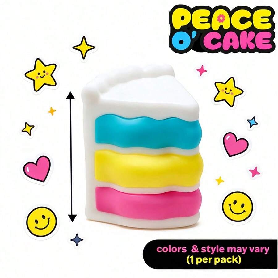 Juguete antiestrés de goma suave con forma de rebanada de pastel NeeDoh, juguete de apretón de rebote lento, regalo para niños y fiestas - Multicolor - Ver 1