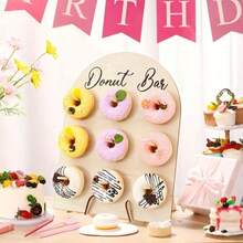 1Pc Rustic Arch-Shaped Donut Bar Display Stand, DIY Wooden Donut Holder Board For Bridal Shower Birthday Party Dessert Table Supplies - Multicolor - View 4