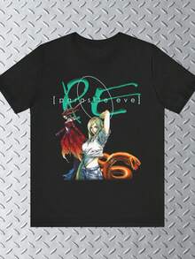Unisex > Camiseta Retro de Anime - Adecuada para fans de ciencia ficción y terror, camiseta holgada de diseño sencillo, con estampados de personajes femeninos icónicos y serpientes, ropa casual para el día a día, ropa de gaming lavable a máquina, además de...playeras de hombre playeras oversize de mujer y2k camisa de mujer camisa blusa casual mujer blusa elegante mujer ofertas - Negro - Ver 1