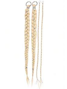 2 Packs 24 Inch Y2K Style Synthetic Braiding Hair Extensions With Silver Star Decor, Soft Colorful Festival Cosplay Party Hairstyle For Women & Girls - Multicolor - View 9