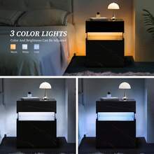 Modern Bedside Table / Wooden Bedside Table / Bedside Table With 3 Drawers / Easy To Assemble, Plenty Of Storage Space / For Bedroom, Living Room, Bedside Furniture - 黑+金 - 查看 8