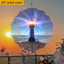 1pc 3D "Seagulls Flying Around Lighthouse" 10in*10in Rotating Hanging Decor With 360° DIY Creative Wind Spinner, Perfect All-Season Decoration (Pendant Not Included), Random Style - A - View 7