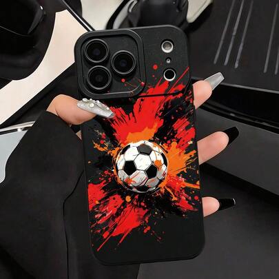 Carcasă de telefon TPU anti-cădere cu model Angel Eye, vopsită spray, cu model de fotbal, compatibilă cu 17/11, 16 Pro Max, 16 Pro, 16, 15 Pro Max, 14 Pro Max / seria Galaxy S25, A16 / Honor X6A, X7B, X8B / 13C, Note 13, potrivită ca și cadou pentru prieteni, familie și fani ai fotbalului.