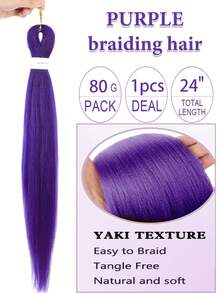 Beyond Beauty 24-Inch Purple Braided Hair Extensions, Pre-Stretched Synthetic Braiding Hair For Braiding, 1/3 Pack Purple Hair Bundles Suitable For Stage, Party, Halloween Costume, Cosplay - Multicolor - View 4