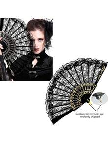 1pc/2pcs Vintage French Lace Tassel Folding Hand Fan, Portable For All Seasons, Suitable For Dancing - Multicolor - View 11