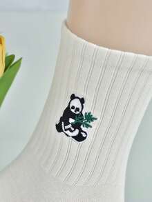 3/1 Đôi tất dài đến bắp chân màu trắng thêu hình gấu trúc, thích hợp cho trang phục thể thao thường ngày, làm quà tặng. - Nhiều màu - Xem 9