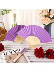 1/3/15/30pcs Elegant Purple Folding Fans, Includes Thank You Cards, Tags And Gift Bags, Bamboo Hand Fans For Bride, Bachelorette Party Wedding Bridal Party Decor, Bridesmaid Bamboo Hand Fans, Bachelorette Party Photo Props, Bridesmaid Gifts And Wedding Decor - Deep Purple - View 7