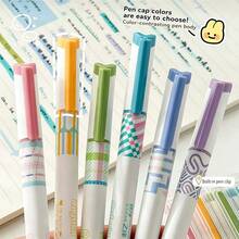 6/1pc Set. 12 Colors Dual-Tip Fluorescent Markers. Triangular Easy-Grip Barrel. Office Grade, Suitable For Drawing, Marking And Fluorescent Highlighting. Student/School Drawing Pens. Student Stationery Set. Pens. Office Supplies. - Double-ended Highlighter - View 4