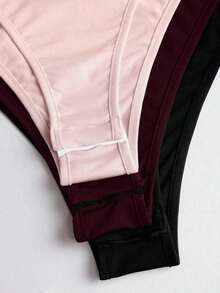 Sweetro Set de 3 bodys de manga larga para mujer en color albaricoque, marrón café y negro, de ajuste ceñido y estilo minimalista y versátil para el día a día - Multicolor 9 - Ver 5