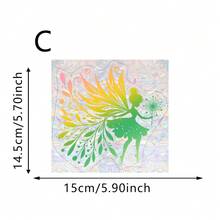 1/12片裝彩色仙女彩繪玻璃風格窗戶隱私貼膜 撕貼式壁紙 用於居家廚房露台客廳裝飾 - 窗貼 - 查看 16