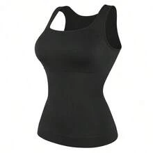 Women Tummy Control Shapewear Tank Top Body Shaper Vest Abdomen Compression Slimming Underwear Undershirts Shaping Tops Shirts Cami Camisole Scoop Neck - Black - View 7